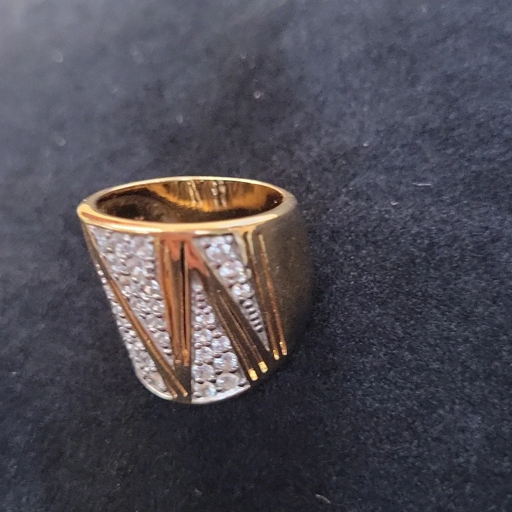 Beautiful Vermeil CZ 10k Gold Over Sterling Silver Cocktail Ring